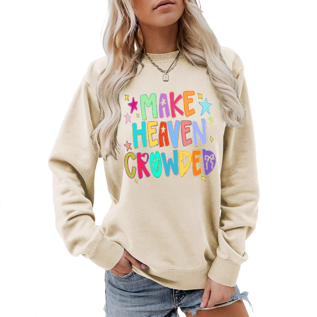 Damen Sweatshirt Bunt Motiv Verspielter Schriftzug