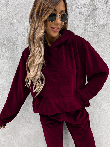 Damen Fleece-Hoodie Kuschelig Lässig Grau Eveloria