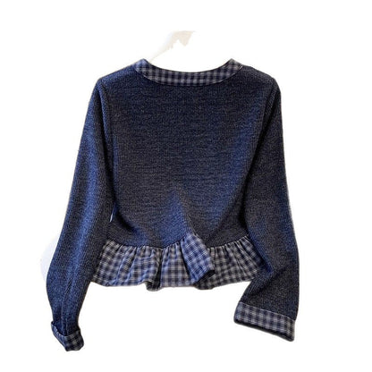 Damen Langarmshirt mit Kragen und Rüschendetails Eveloria