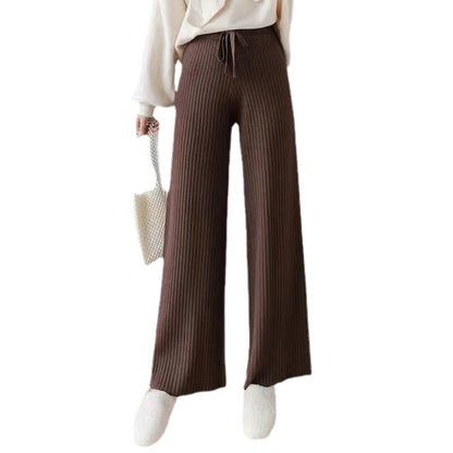 Damen Rippstrickhose Bequem Taillenzug Eveloria