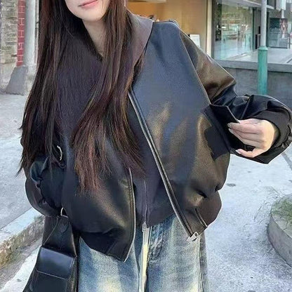 Damen Lederjacke Oversized Urban Eveloria