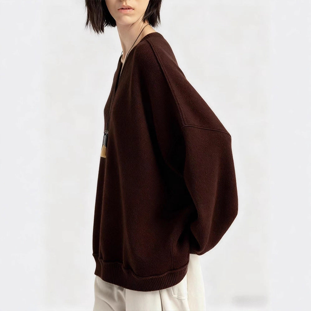 Damen Strickpullover Oversized V-Ausschnitt Eveloria