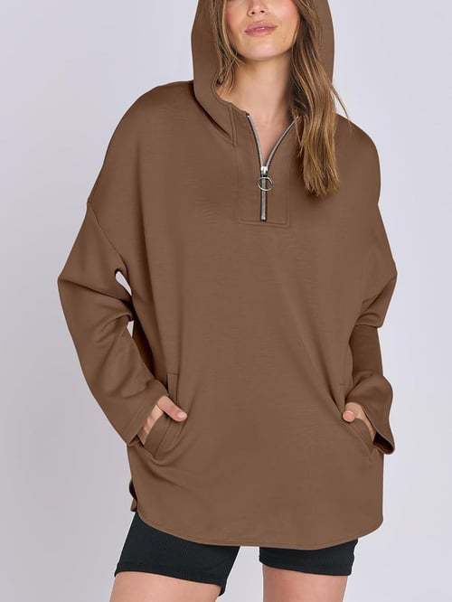 Damen Hoodie Halbzipp lockerer Schnitt Eveloria