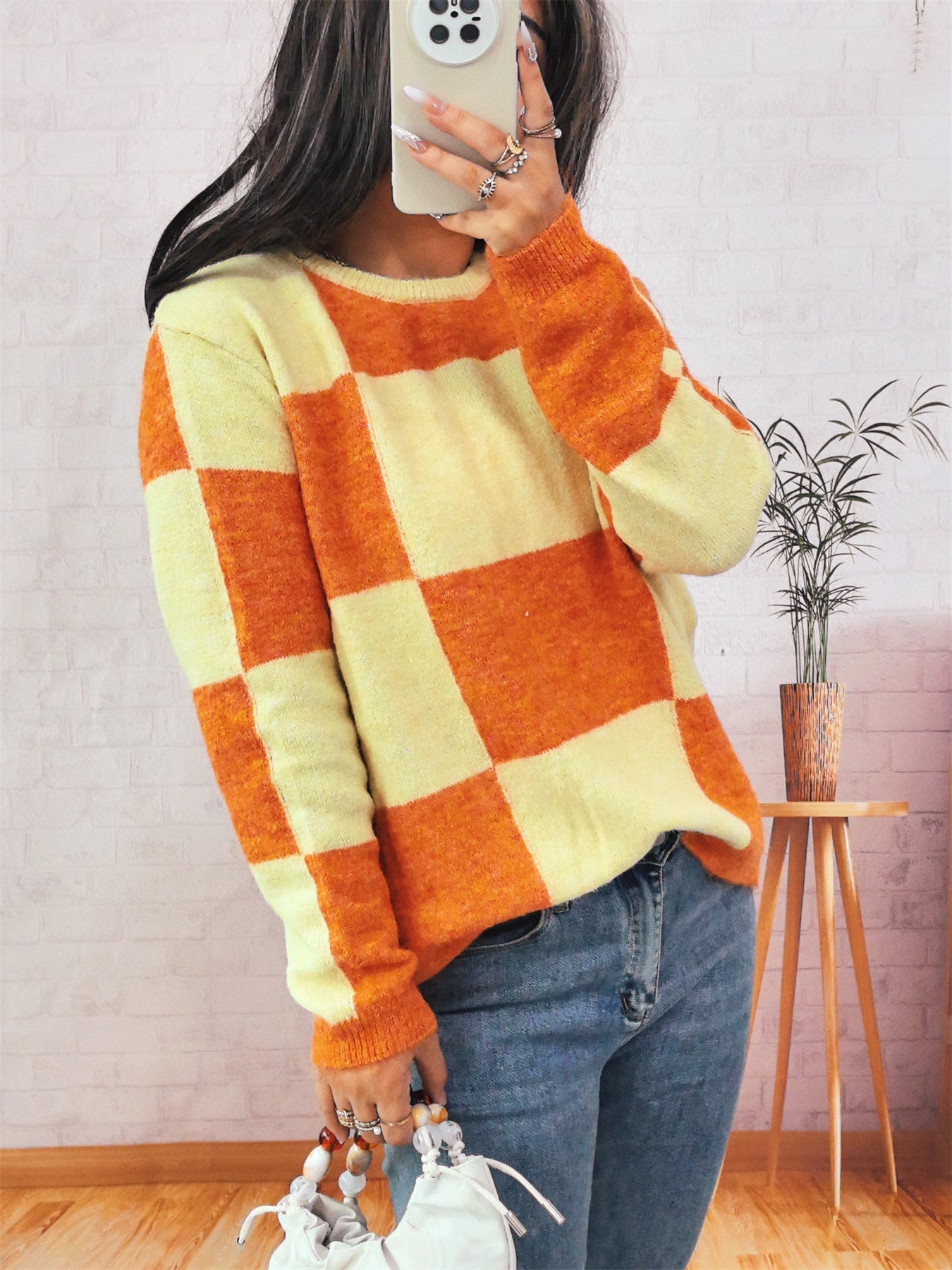 Damen Pullover Karomuster Modern Eveloria