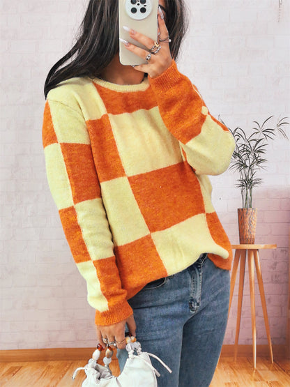 Damen Pullover Karomuster Modern Eveloria