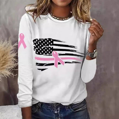 Damen T-Shirt Flaggen-Schleifen-Design Baumwolle Weiß