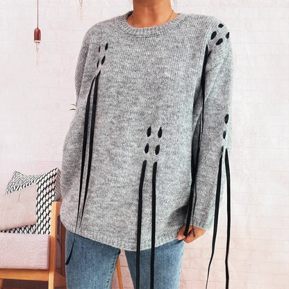 Damen Pullover Schnür-Design Eveloria