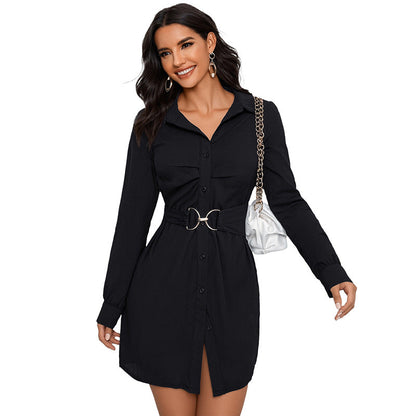 Damen Hemdblusenkleid mit Gürtel und eleganter Passform