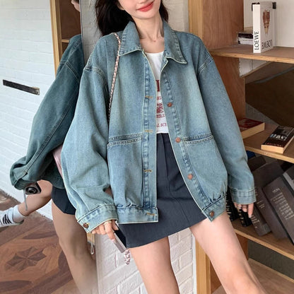Damen Oversized Jeansjacke Relaxed Fit Eveloria