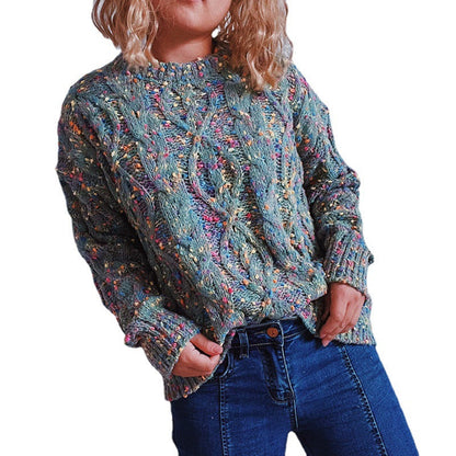 Damen Grobgestrickter Pullover Bunt Eveloria