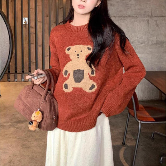 Damen Strickpullover Bär Motiv - Eveloria