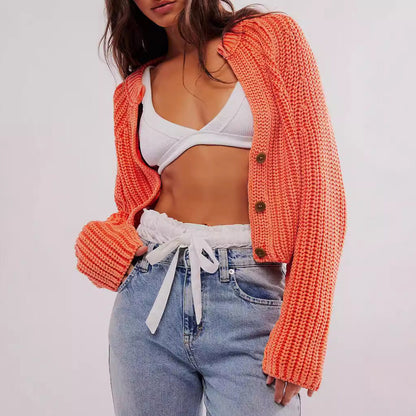 Damen Strickcardigan Luftig Große Knöpfe Modern Eveloria