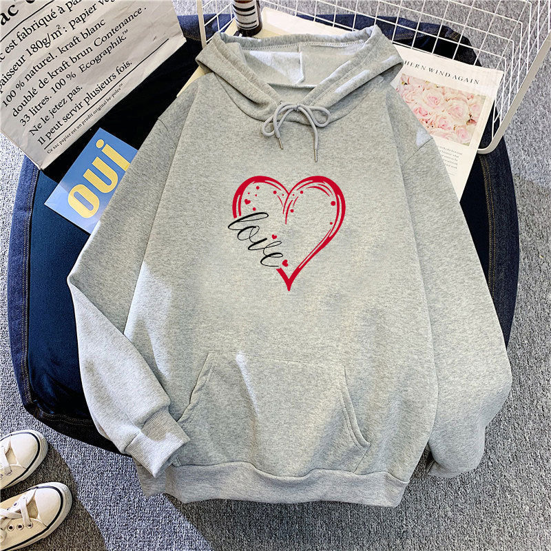 Damen Kapuzenpullover Fleece Herz-Design