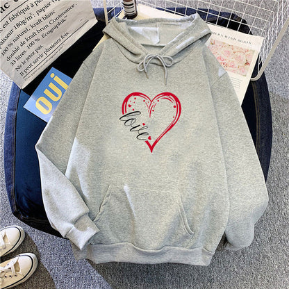 Damen Kapuzenpullover Fleece Herz-Design