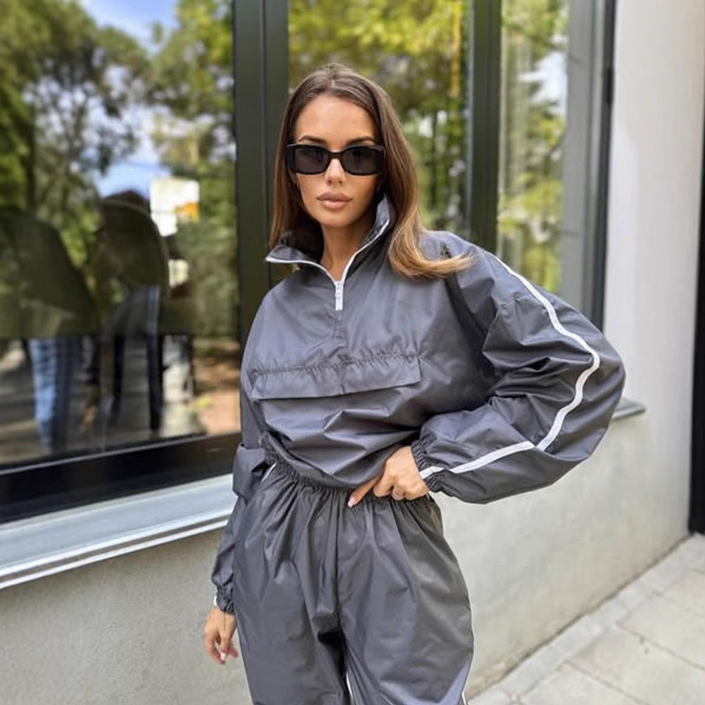 Damen Windbreaker-Anzug Elastisch Hochkragen Eveloria