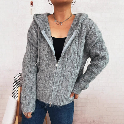 Damen Zip-Hoodie Gestreift Weich Kapuze Eveloria
