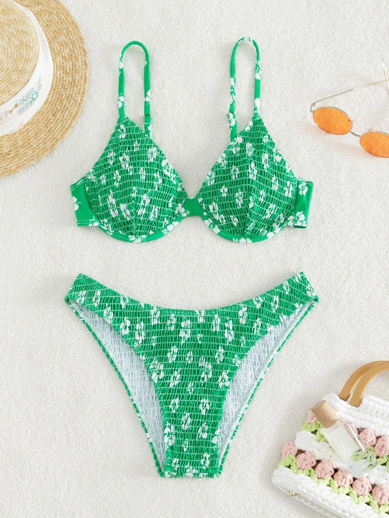 Damen Bikini Hochgeschnittener Gepolstertes Oberteil Verstellbare