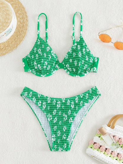 Damen Bikini Hochgeschnittener Gepolstertes Oberteil Verstellbare