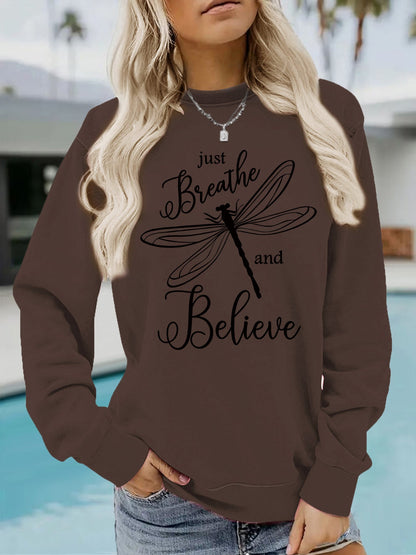 Damen Sweatshirt Drachenfliegen-Motiv Lässiger Schnitt Eveloria