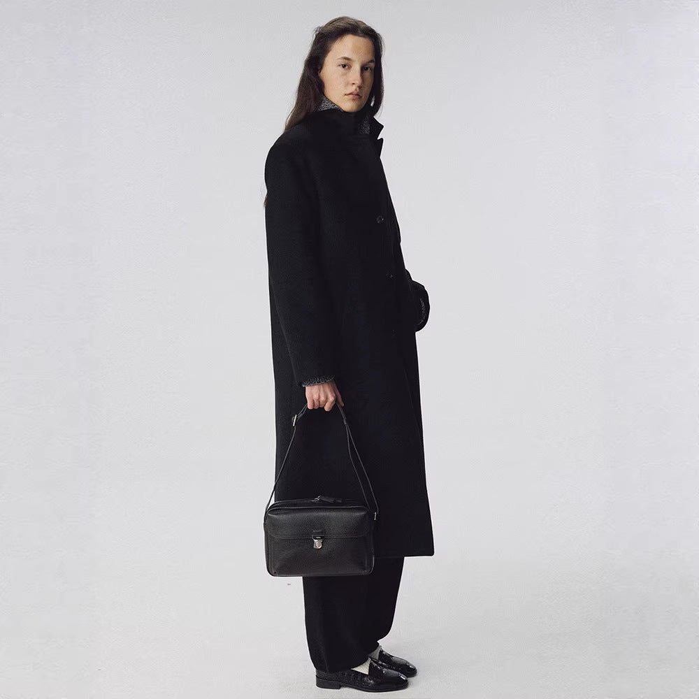 Damen Mantel Langer Mantel mit Revers und Taschen Eveloria