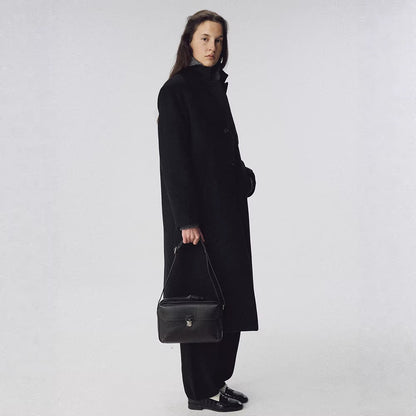 Damen Mantel Langer Mantel mit Revers und Taschen Eveloria