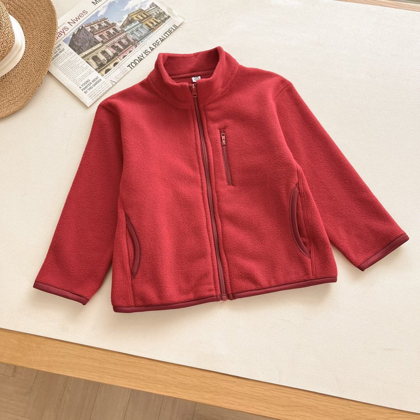Damen Fleecejacke Hochkragen Reißverschlusstaschen Eveloria
