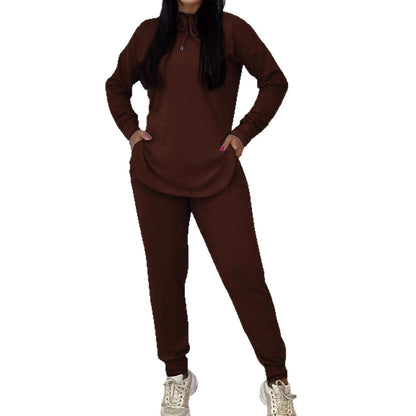 Damen Sportliches Lounge-Set Kapuze Taschen Grau