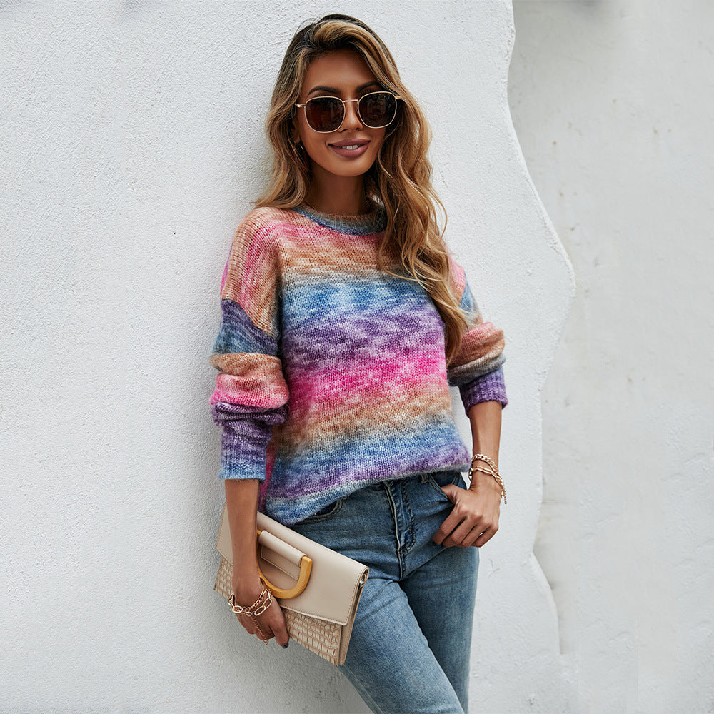Damen Pullover Einzigartiger Farbverlauf Eveloria