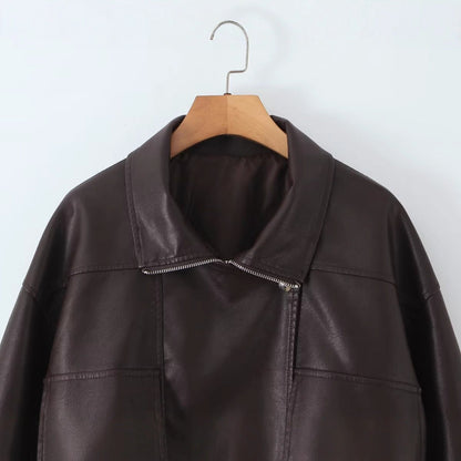 Damen Kunstlederjacke Modern Praktisch Eveloria