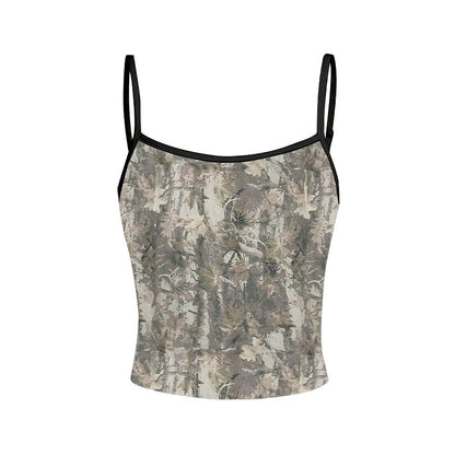 Damen Ärmelloses Floraler Druck Verstellbare Träger Beige