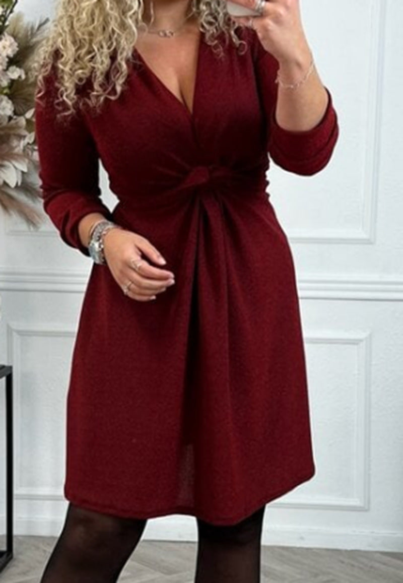 Damen Wickelkleid Elegantes Rüschenkleid Tailliert Eveloria