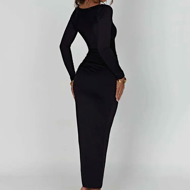 Damen Maxikleid Raffung Formschnitt Eveloria