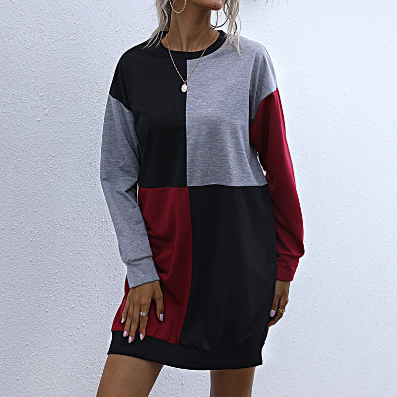 Damen Oversized Kleid Farbblockdesign Eveloria