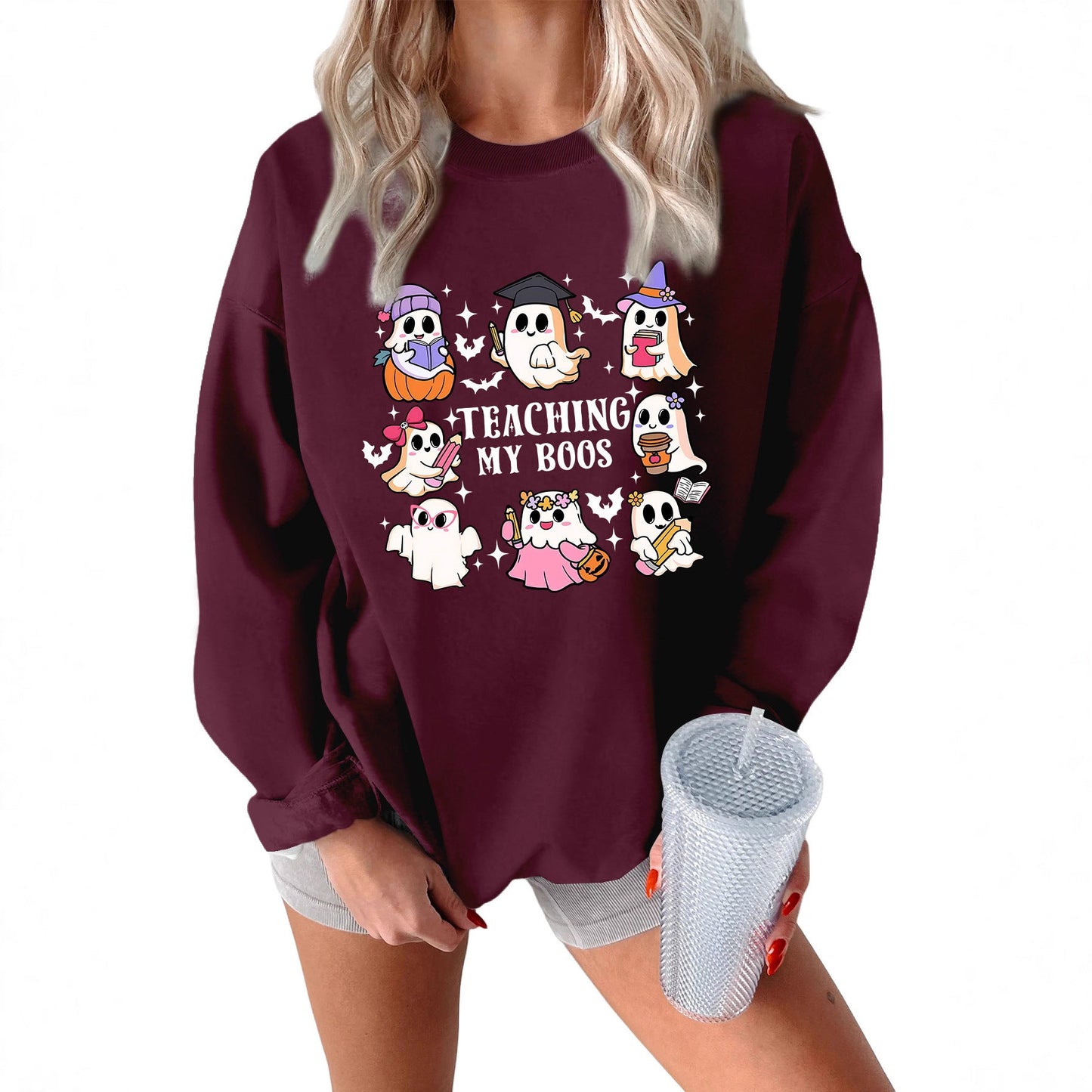 Damen Sweatshirt Halloween-Motiv Lässiger Schnitt Eveloria