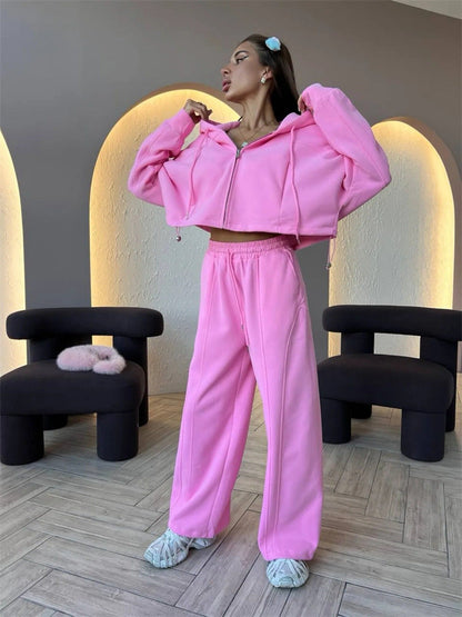 Damen Hoodie Sweatpants Kombi Eveloria Baumwolle Grau