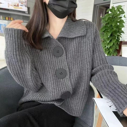 Damen Strickjacke Oversized Große Knöpfe Eveloria