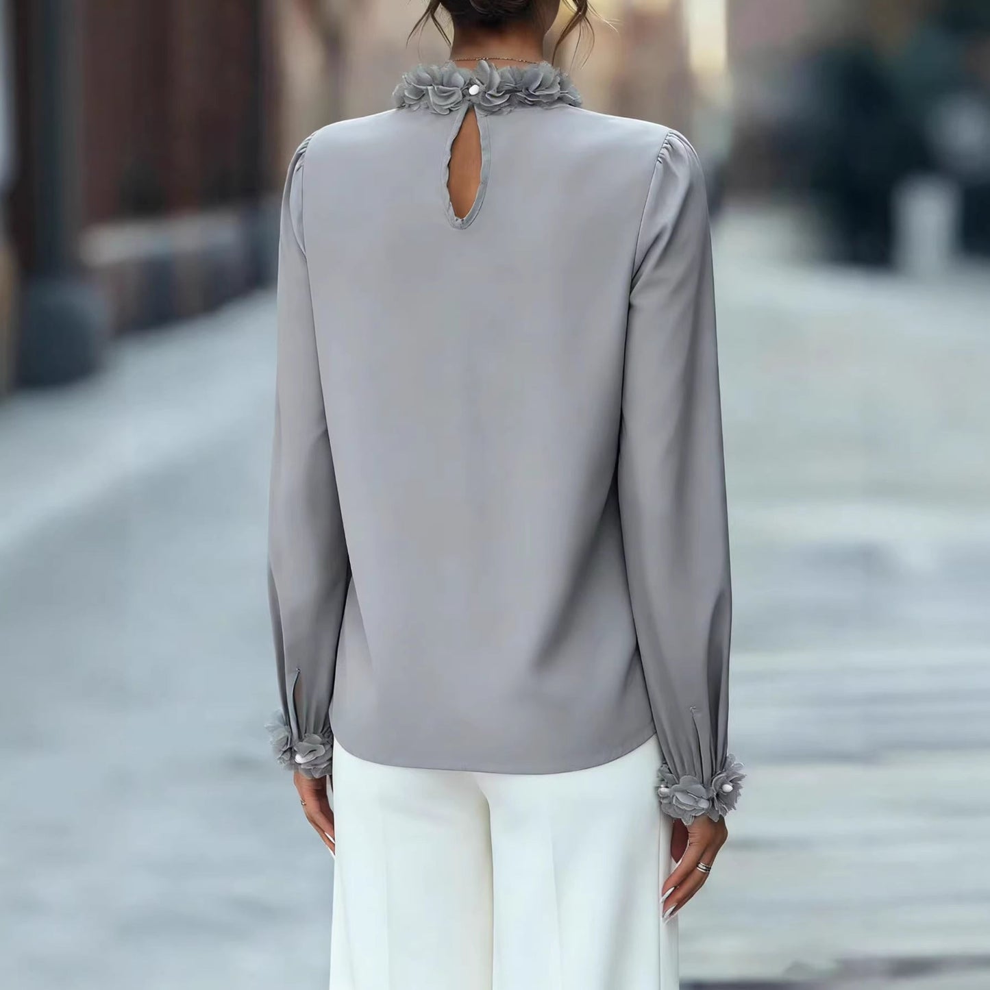 Damen Bluse mit Floralmuster und Volants