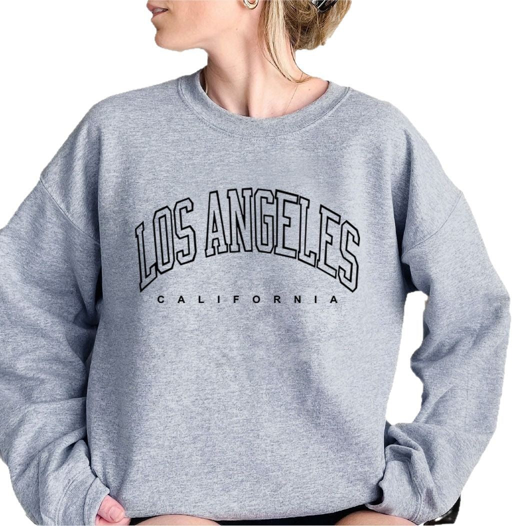 Damen Sweatshirt Lässiger Schnitt Mit Schriftzug Grau Eveloria