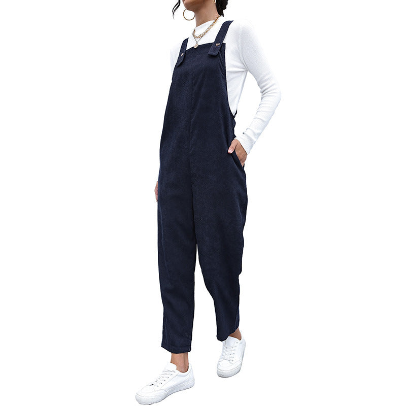 Damen Latzhose Lässiger Schnitt Baumwolle Praktische Taschen