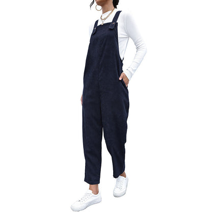 Damen Latzhose Lässiger Schnitt Baumwolle Praktische Taschen