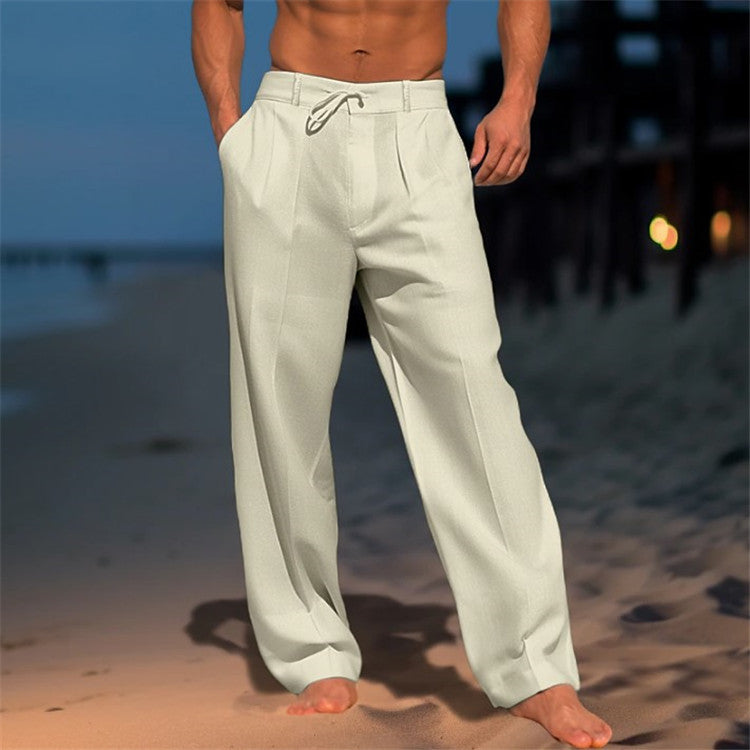 Herren Frühlingshose Kordelzug Beige