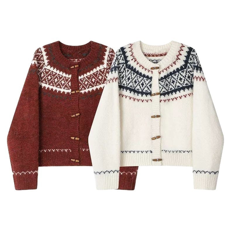 Damen Strickjacke Norwegermuster Eveloria