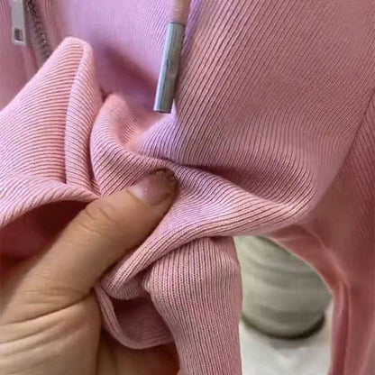 Damen Kapuzenpullover Lässig Halbhoch Reißverschluss Modern Eveloria