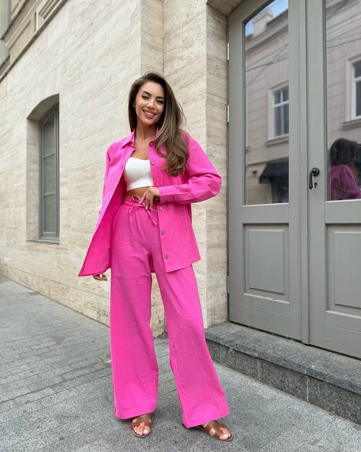 Damen Kombination Bluse Hosen Set Eveloria