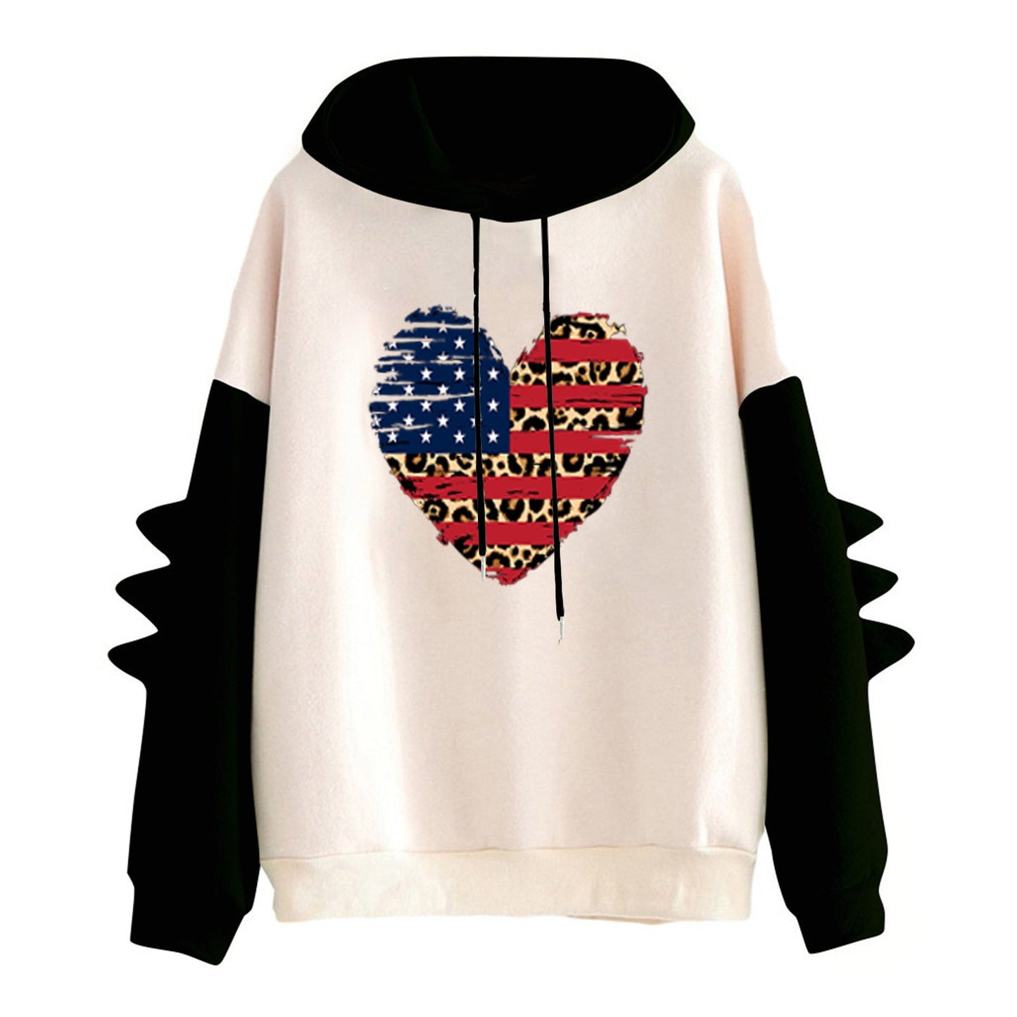 Damen Hoodie Herzdesign Trendig Grau Eveloria