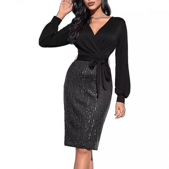 Damen Wickelkleid Glitzerrock Eveloria