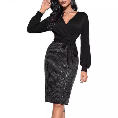 Damen Wickelkleid Glitzerrock Eveloria