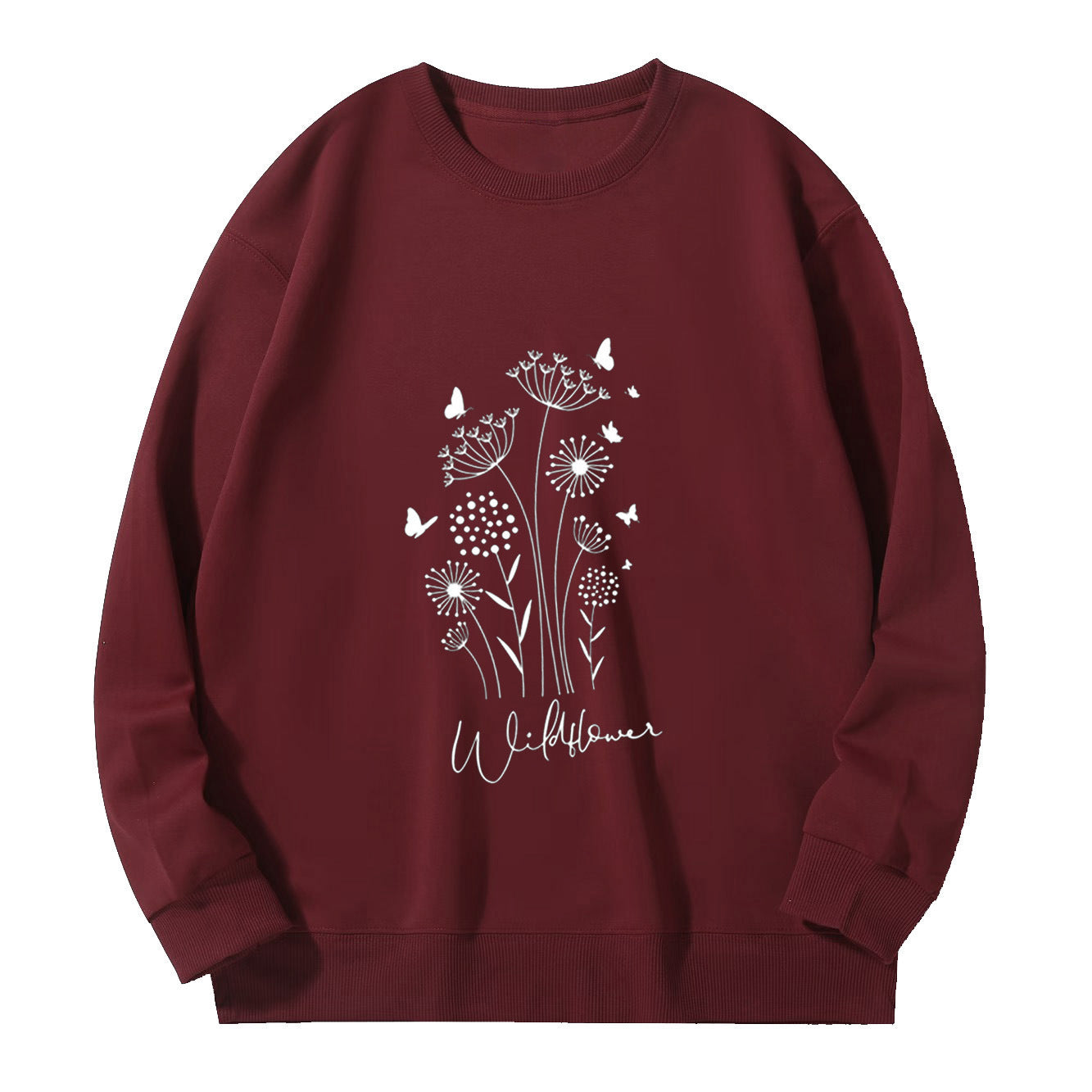 Damen Sweatshirt Floralmuster Kuscheliges Innenfutter