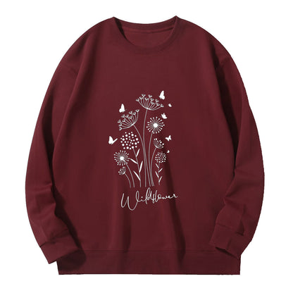 Damen Sweatshirt Floralmuster Kuscheliges Innenfutter