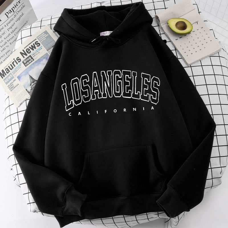 Damen Kapuzenpullover Weiter Schnitt Los Angeles Print